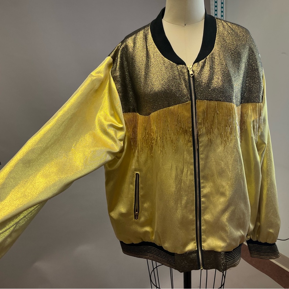 Unique Gold bomber with fringe